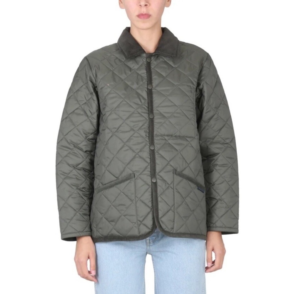 LAVENHAM green polyester raydon jacket Womens SZ 36 S Quilted Snap‎ equestrian